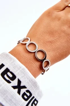 Bransoletki></noscript>Glam Chic Damska Bransoleta Stalowa Z Cyrkoniami Srebrna Faith