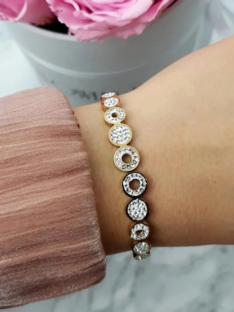 Bransoletki>Boto Damska Bransoleta Stalowa Z Cyrkoniami Złota Vien