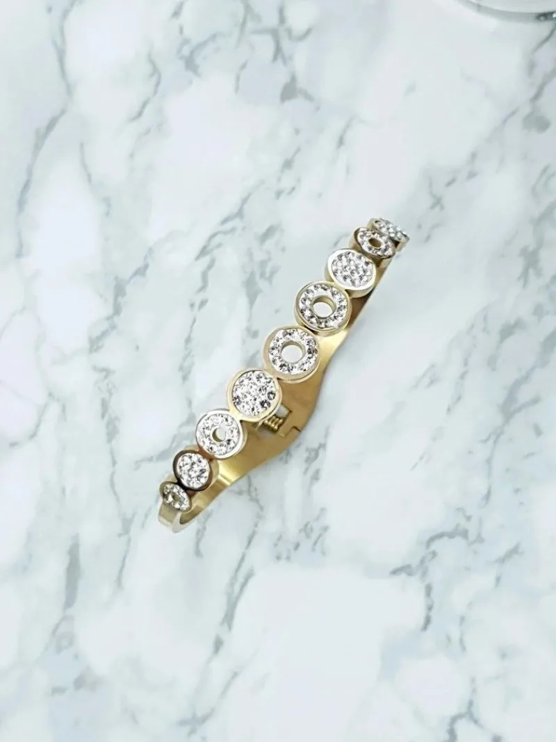 Bransoletki>Boto Damska Bransoleta Stalowa Z Cyrkoniami Złota Vien