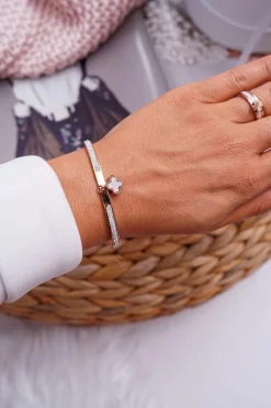 Hot Damska Bransoleta Z Cyrkoniami i Zawieszką Różowe Złoto Loveliness Bransoletki