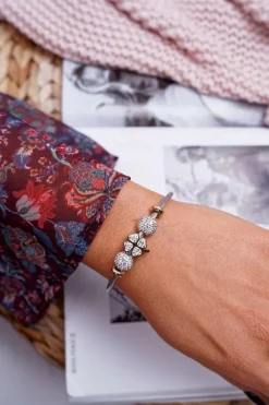 Damska Bransoleta Z Cyrkoniami Złota Koniczyna Kirby Bransoletki