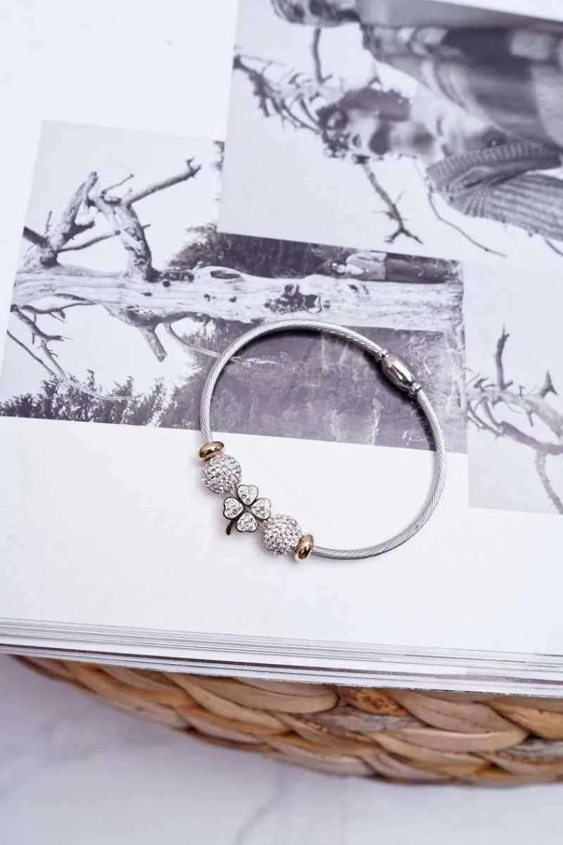 Damska Bransoleta Z Cyrkoniami Złota Koniczyna Kirby Bransoletki