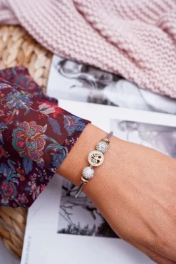 Bransoletki>Boto Damska Bransoleta Z Cyrkoniami Złota Drzewo Życia Nemdar