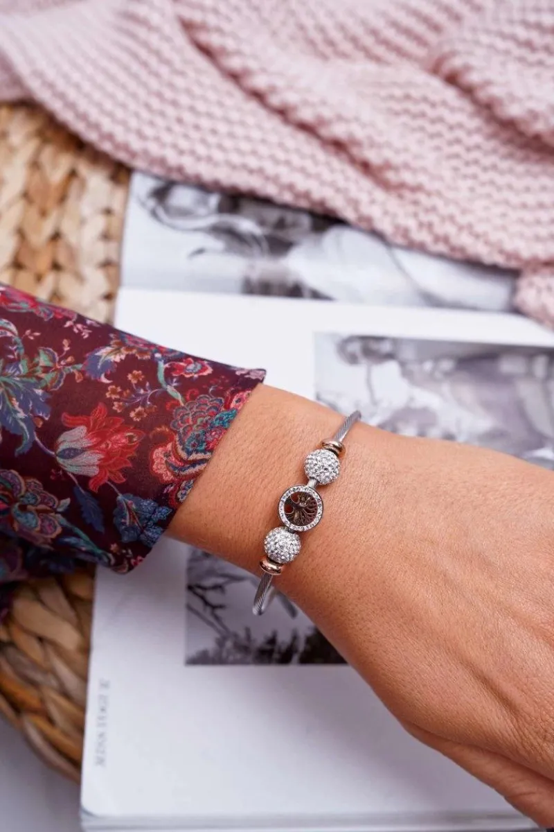 Discount Damska Bransoleta Z Cyrkoniami Różowe Złoto Drzewo Życia Nemdar Bransoletki