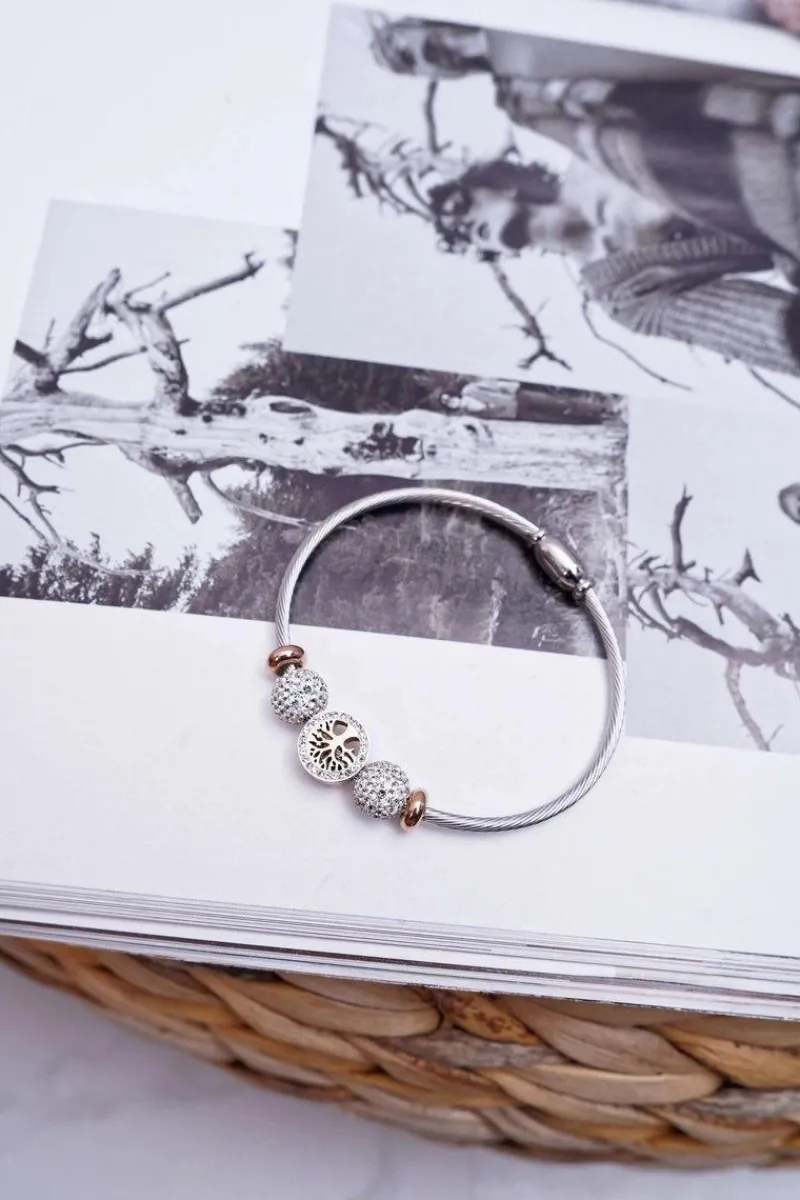 Discount Damska Bransoleta Z Cyrkoniami Różowe Złoto Drzewo Życia Nemdar Bransoletki