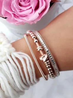 Damska Bransoleta Z Koralikami I Cyrkoniami Różowa Bella Bransoletki