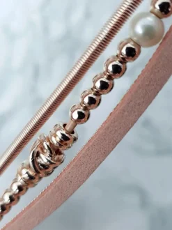 Damska Bransoleta Z Koralikami I Cyrkoniami Różowa Bella Bransoletki