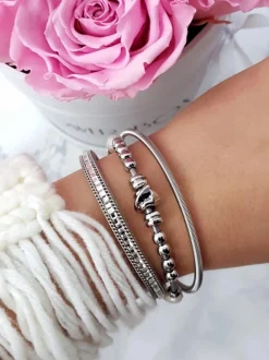 Bransoletki>Boto Damska Bransoleta Z Koralikami I Cyrkoniami Srebrna Bella