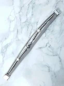 Bransoletki>Boto Damska Bransoleta Z Koralikami I Cyrkoniami Srebrna Bella