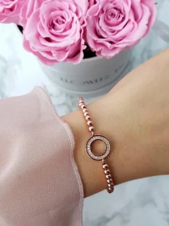 Bransoletki>Boto Damska Bransoleta Z Koralików Kółko Różowe Złoto Atria