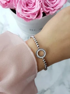 Discount Damska Bransoleta Z Koralików Kółko Srebrna Atria Bransoletki