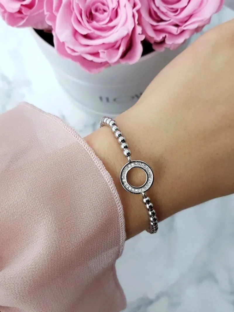 Discount Damska Bransoleta Z Koralików Kółko Srebrna Atria Bransoletki