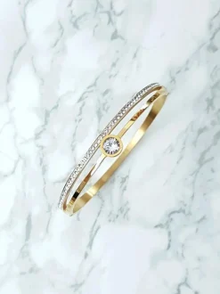 Bransoletki>Boto Damska Bransoleta Złota Stalowa Cyrkonie Kryształ Demeter