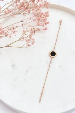 Best Boto Damska Bransoletka Celebrytka Czarne Koło Różowe Złoto