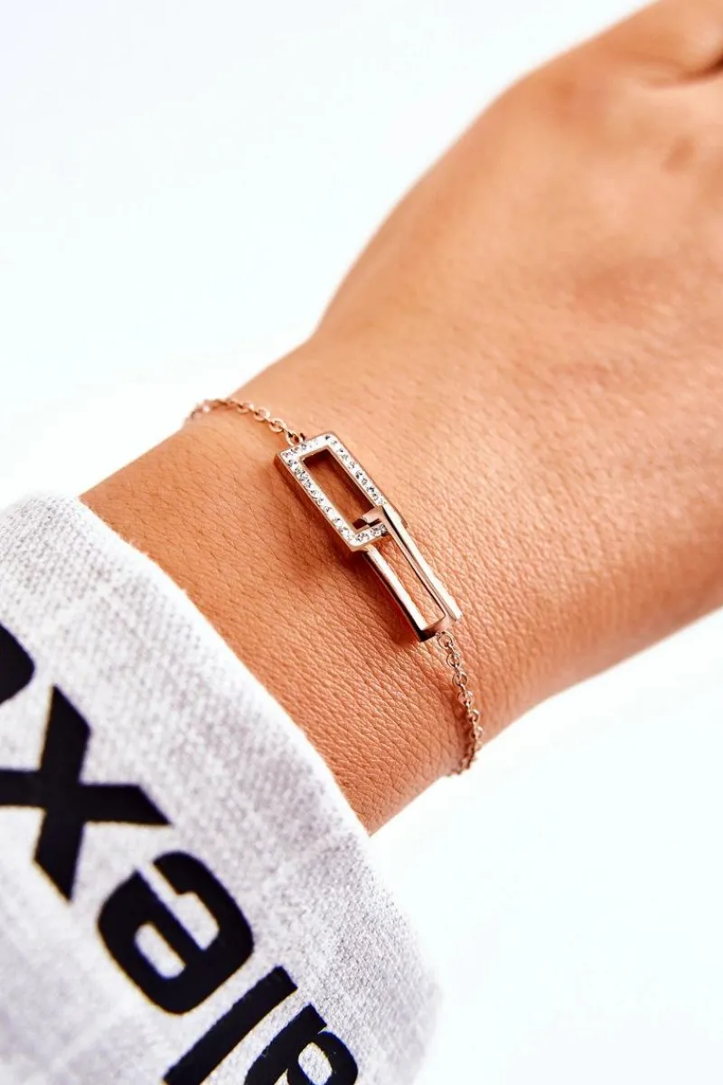 Bransoletki>Giorgio&Dario Damska Bransoletka Celebrytka Stalowa Z Cyrkoniami Różowe Złoto Różowy