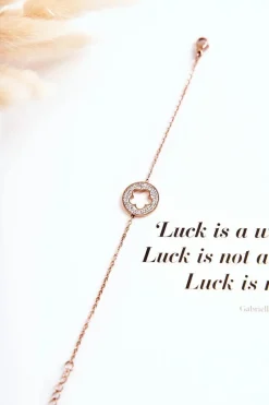 Damska Bransoletka Celebrytka Kwiat I Cyrkonie Różowe Złoto Bransoletki