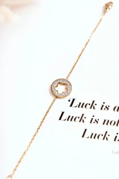 Sale Boto Damska Bransoletka Celebrytka Kwiat I Cyrkonie Złota