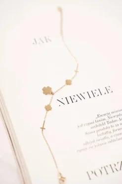 Boto Damska Bransoletka Celebrytka Złota Koniczynki Krzyże Pray