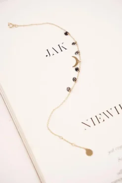 Bransoletki>Boto Damska Bransoletka Celebrytka Złota Księżyc Czarne Cyrkonie Chloë