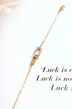 Outlet Damska Bransoletka Celebrytka Stalowa Z Cyrkoniami Złota Bransoletki