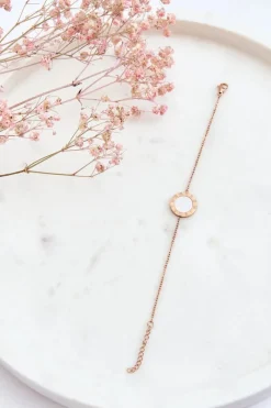 Hot Damska Bransoletka Celebrytka Białe Koło Różowe Złoto Bransoletki