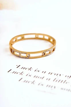 Damska Bransoletka Na Zatrzask Z Ozdobnym Wzorem Złota Bransoletki