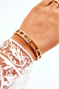 Damska Bransoletka Na Zatrzask Z Ozdobnym Wzorem Złota Bransoletki