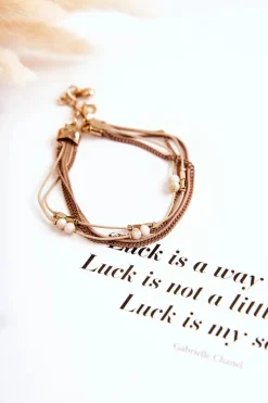 Discount Damska Bransoletka Regulowana Z Kryształkami Beżowa Bransoletki