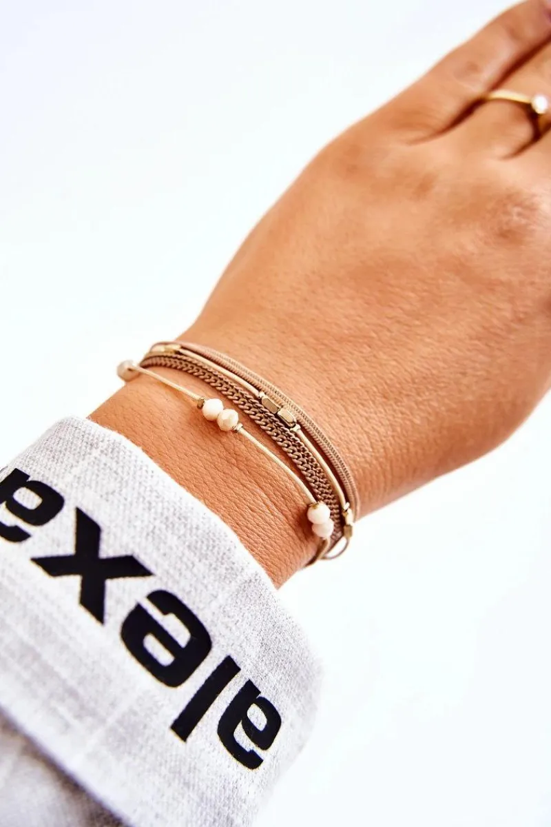 Discount Damska Bransoletka Regulowana Z Kryształkami Beżowa Bransoletki