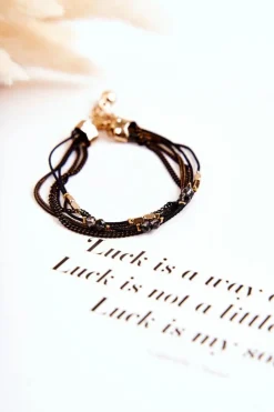 Bransoletki>Boto Damska Bransoletka Regulowana Z Kryształkami Czarna