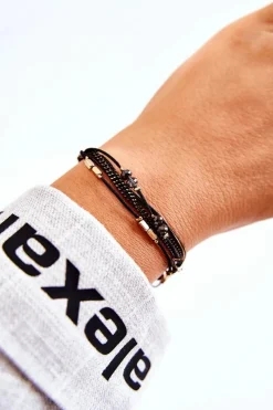 Bransoletki>Boto Damska Bransoletka Regulowana Z Kryształkami Czarna