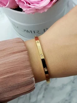 Bransoletki>Boto Damska Bransoletka Stalowa Z Cyrkoniami 4mm Złota Valerii