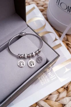 Bransoletki>Boto Damska Bransoletka Stalowa Linka z Zawieszkami Srebrna Mythic