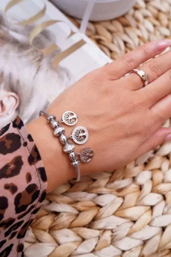 Bransoletki>Boto Damska Bransoletka Stalowa Linka z Zawieszkami Srebrna Mythic