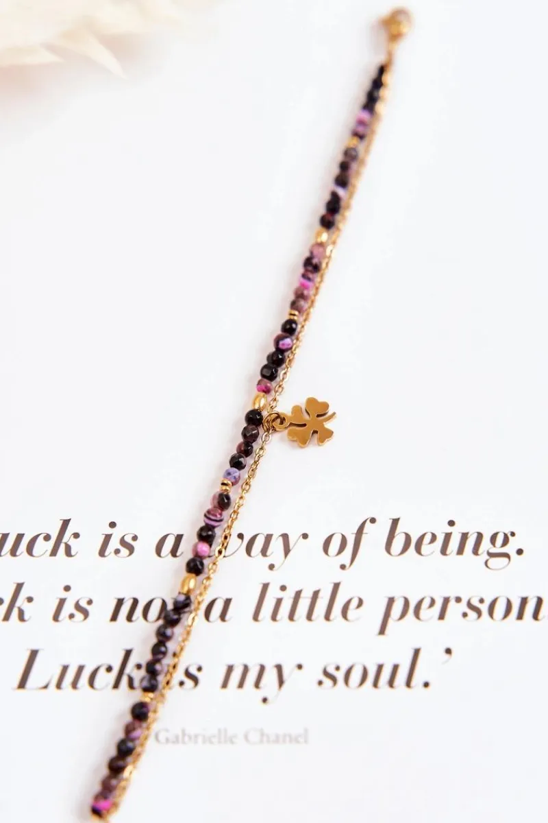 Best Glam Chic Damska Bransoletka Z Koralikami Czarno-Złota