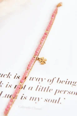 Discount Damska Bransoletka Z Koralikami Różowo-Złota Bransoletki