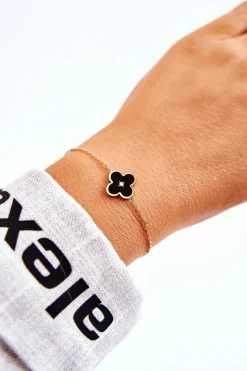 Clearance Glam Chic Damska Bransoletka Z Ozdobą Czarno-Złota