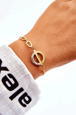 Best Glam Chic Damska Bransoletka Z Ozdobą I Cyrkoniami Złota