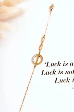 Best Glam Chic Damska Bransoletka Z Ozdobą I Cyrkoniami Złota