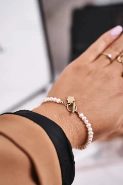 Boto Damska Bransoletka z Perełkami Złoty Miś Tonny