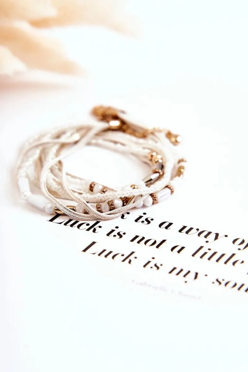 Best Damska Bransoletka Z Perełkami I Kryształkami Biała Bransoletki