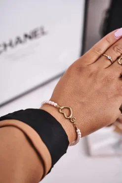 Bransoletki>Boto Damska Bransoletka z Perełkami Złote Serce Kelly