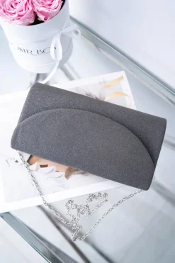 Clearance Boto Damska Brokatowa Torebka Grafitowa Kopertówka