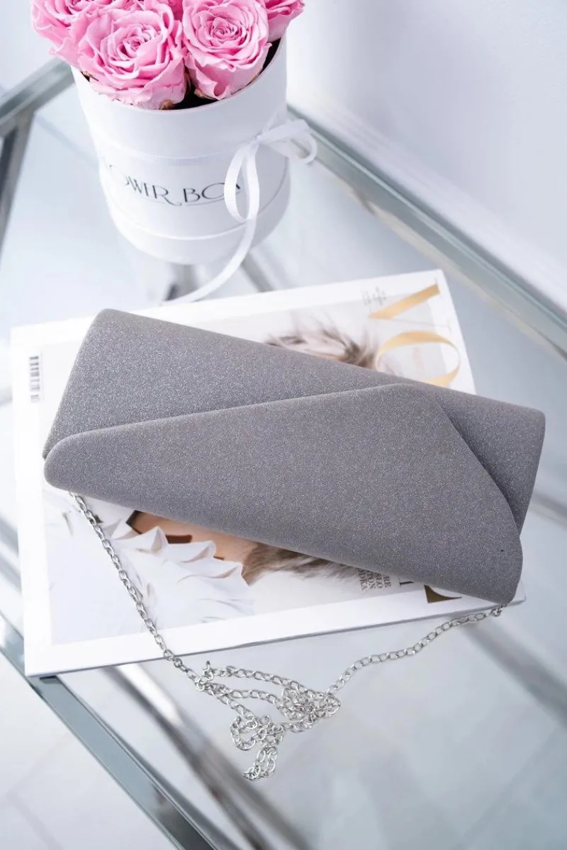 Boto Damska Brokatowa Torebka Szara Kopertówka