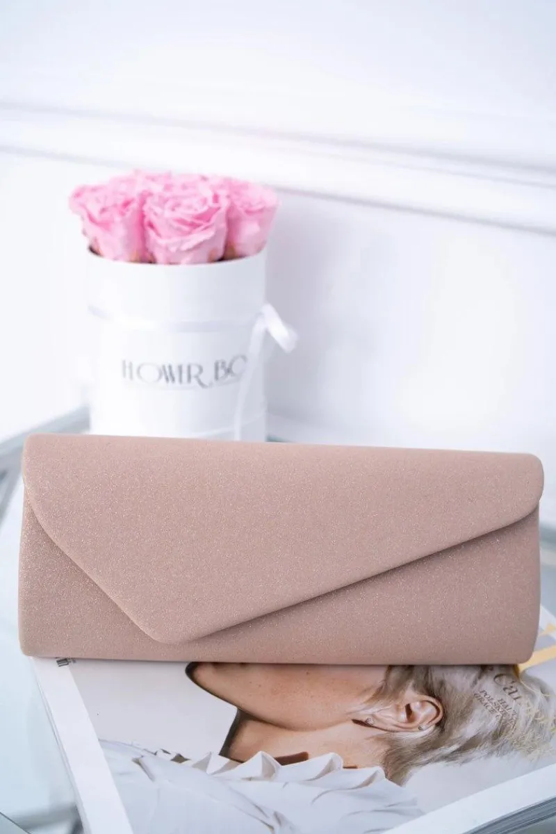 Discount Damska Brokatowa Torebka Różowa Kopertówka Kopertówki