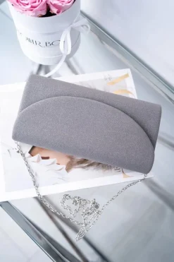 Online Damska Brokatowa Torebka Szara Kopertówka Kopertówki