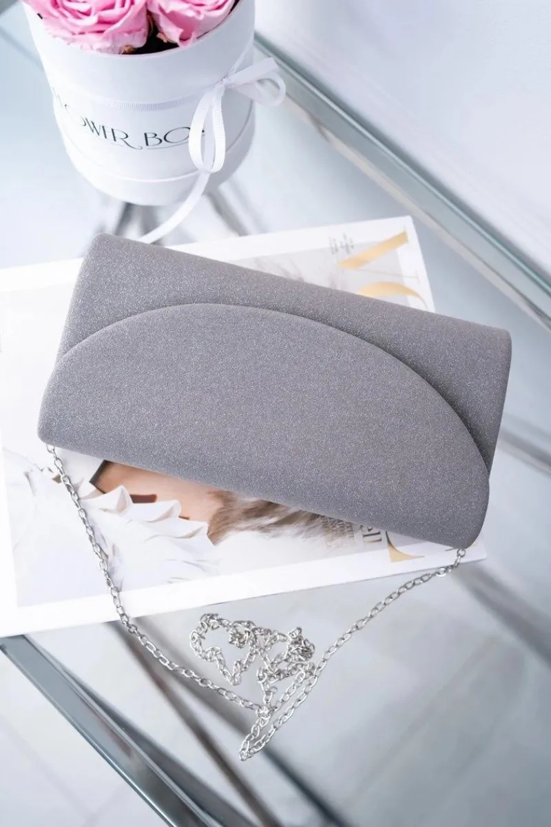 Online Damska Brokatowa Torebka Szara Kopertówka Kopertówki