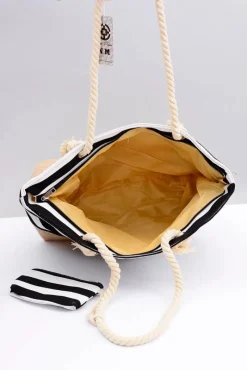 Outlet Damska Czarna Duża Marynarska Torebka Plażowa Torebki Plażowe