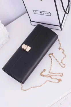 New Damska Czarna Kopertówka Złoty Łańcuch Kopertówki