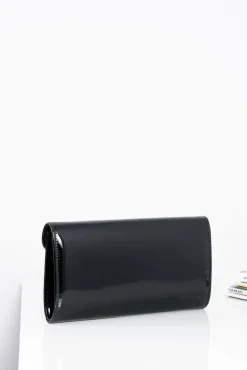 Discount Boto Damska Czarna Lakierowana Torebka do Ręki Kopertówka